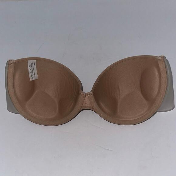 Women's Strapless Underwire Bra Beige Nude Convertible Seamless Support C Cup - Picture 2 of 5